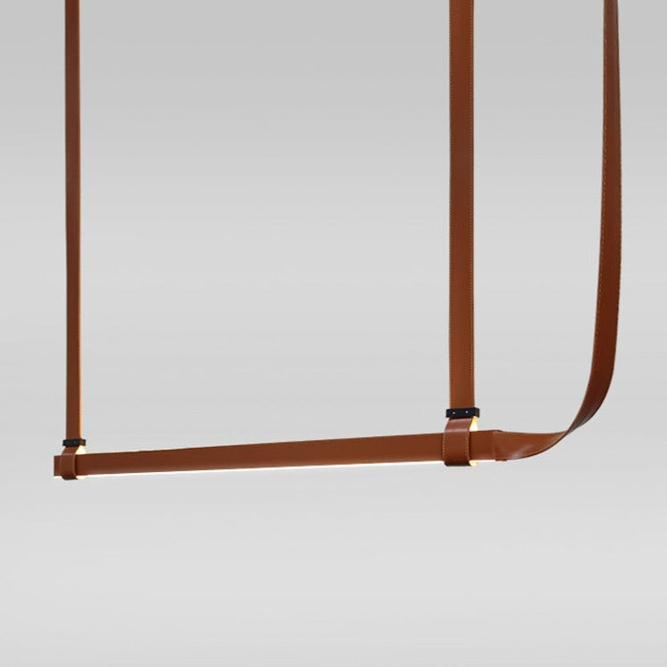 Lustre moderne LED minimaliste en cuir Crosby - vue 3 sur 6