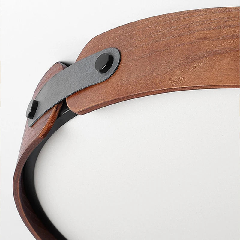 plafonnier en bois avec cuir artificiel et 3 ronds interchangeables créatif
