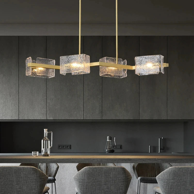 lustre led moderne ondulations d'eau en verre de luxe - vue 5 sur 17