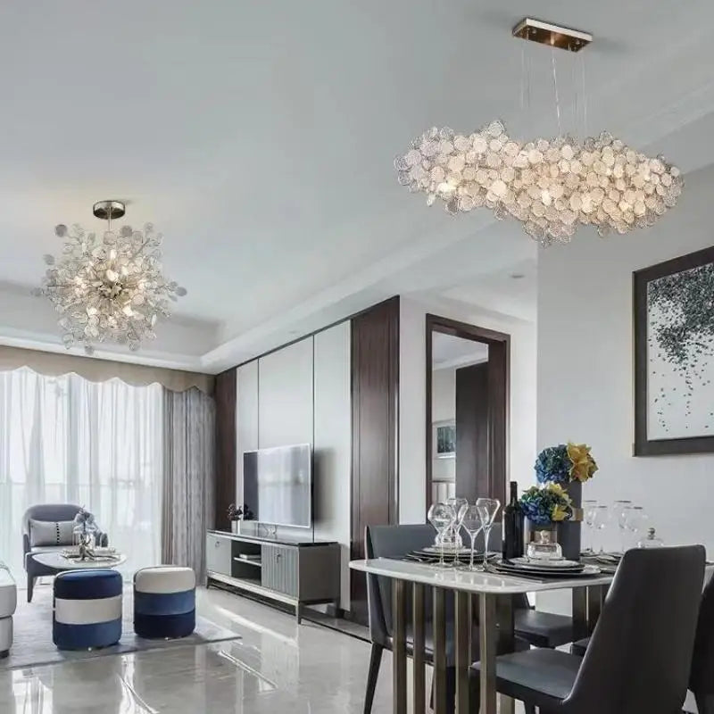 lustre led en verre design créatif et simple moderne - vue 3 sur 11