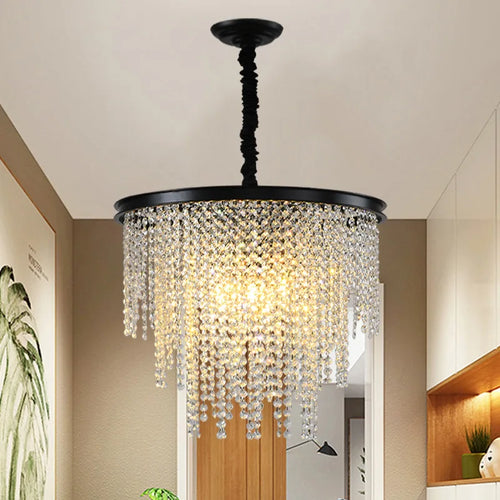 Lustre en cristal Luxe moderne LED chaîne de fronde or