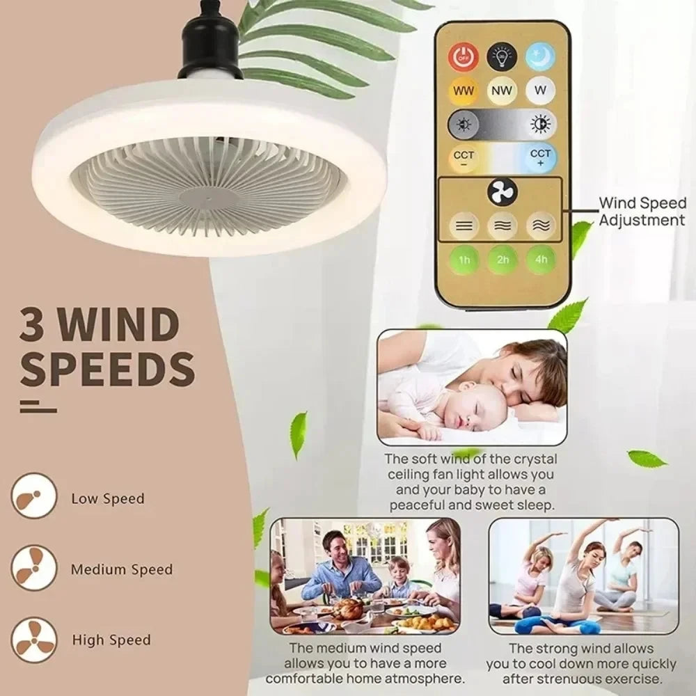plafonnier led intelligent avec ventilateur et télécommande - vue 4 sur 6