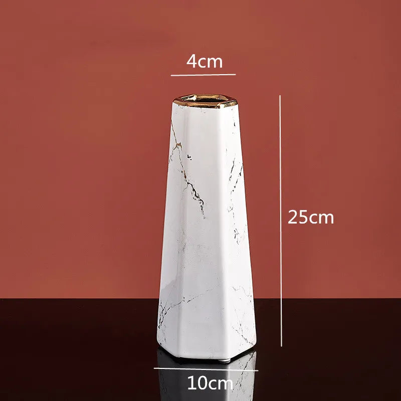 vase hexagonal en céramique pour arrangements floraux décoratifs - vue 12 sur 14