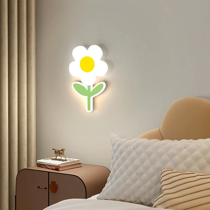 applique murale led fleur pour enfants avec télécommande - vue 2 sur 7