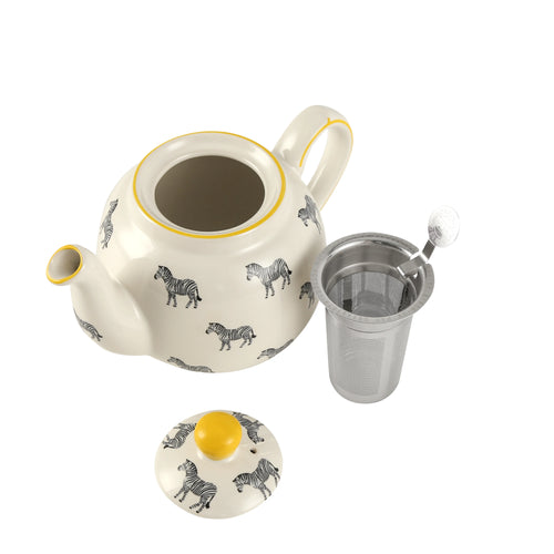 Théière céramique motif zèbre infuseur inox intégré