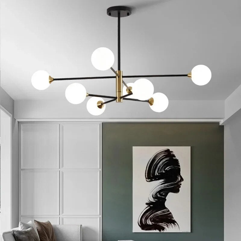 Plafonnier LED Spoutnik noir au design nordique moderne - vue 4 sur 12