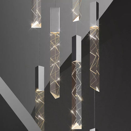 cristal k9 chrome loft lustre suspendu