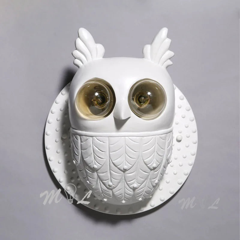 applique murale hibou créative en résine à LED - vue 4 sur 8