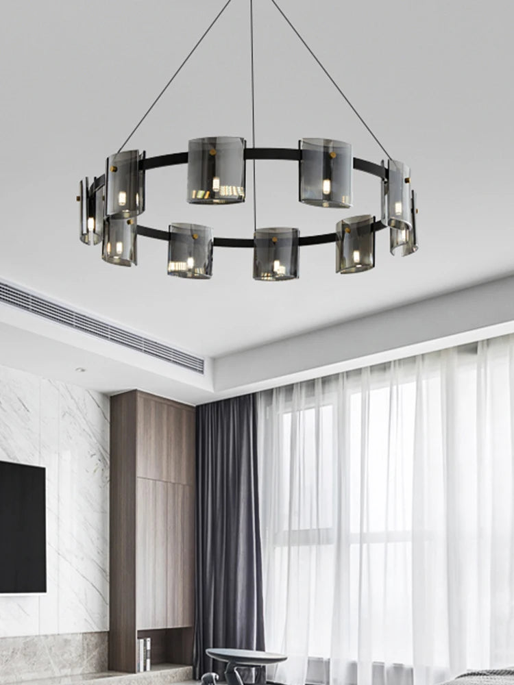 lustre moderne en verre pour éclairage design élégant - vue 3 sur 14