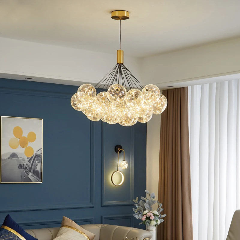 lampe led suspendue en verre transparent gypsophile design moderne réglable en hauteur