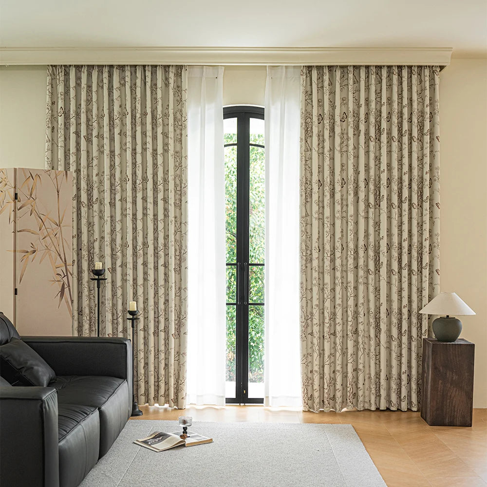 Rideau occultant motif floral moderne pour salon chambre