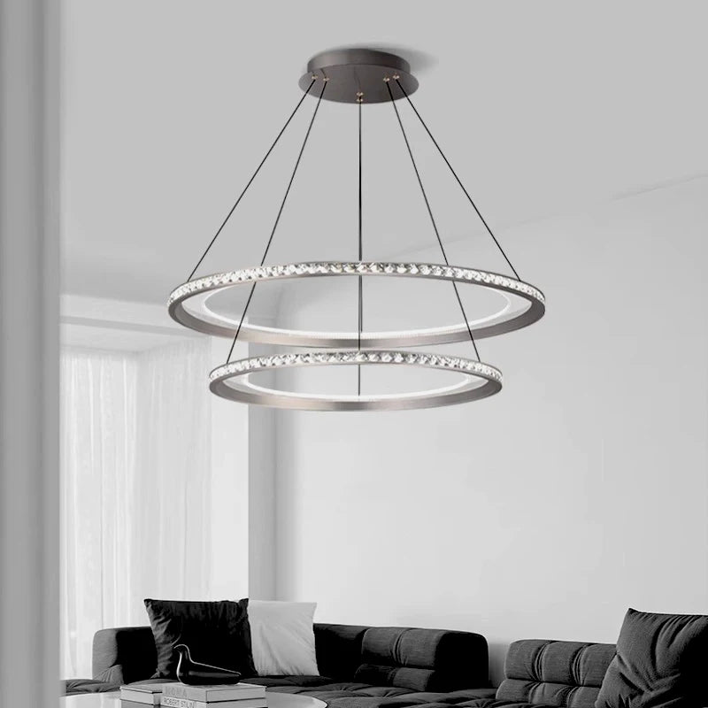 lustre moderne en suspension avec éclairage led intérieur - vue 4 sur 12
