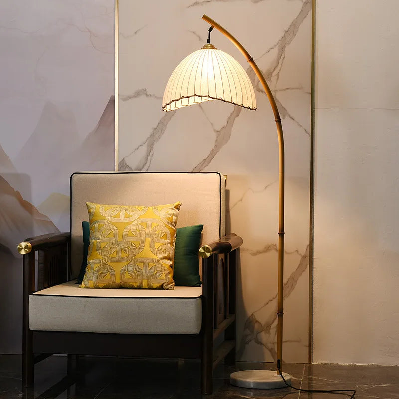 Wabi Sabi toile abat-jour lampadaire LED nordique bambou Design métal lampadaire nordique minimalisme salon Lustre lampe - vue 7 sur 8