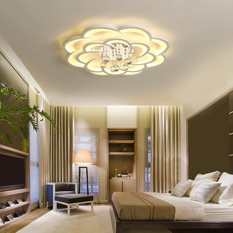 plafonnier led moderne en cristal gradation circulaire - vue 3 sur 6