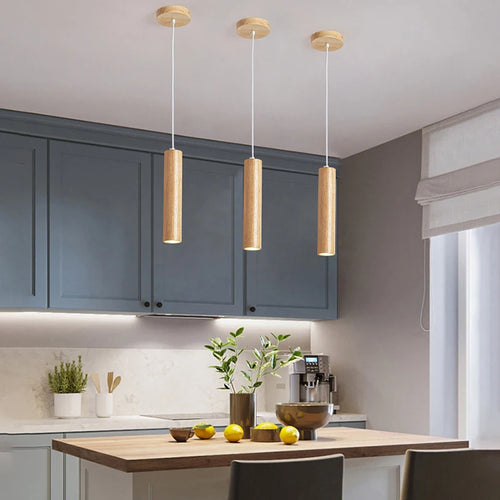 lampes suspendues modernes en bois éclairage intérieur led