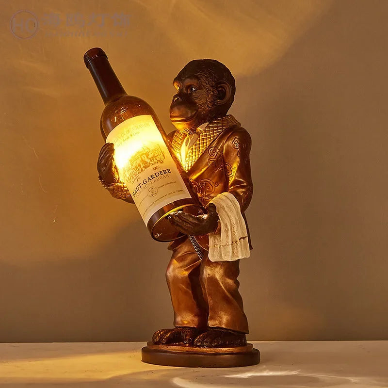 lampe de singe rétro en résine pour déco vintage et loft - vue 6 sur 8