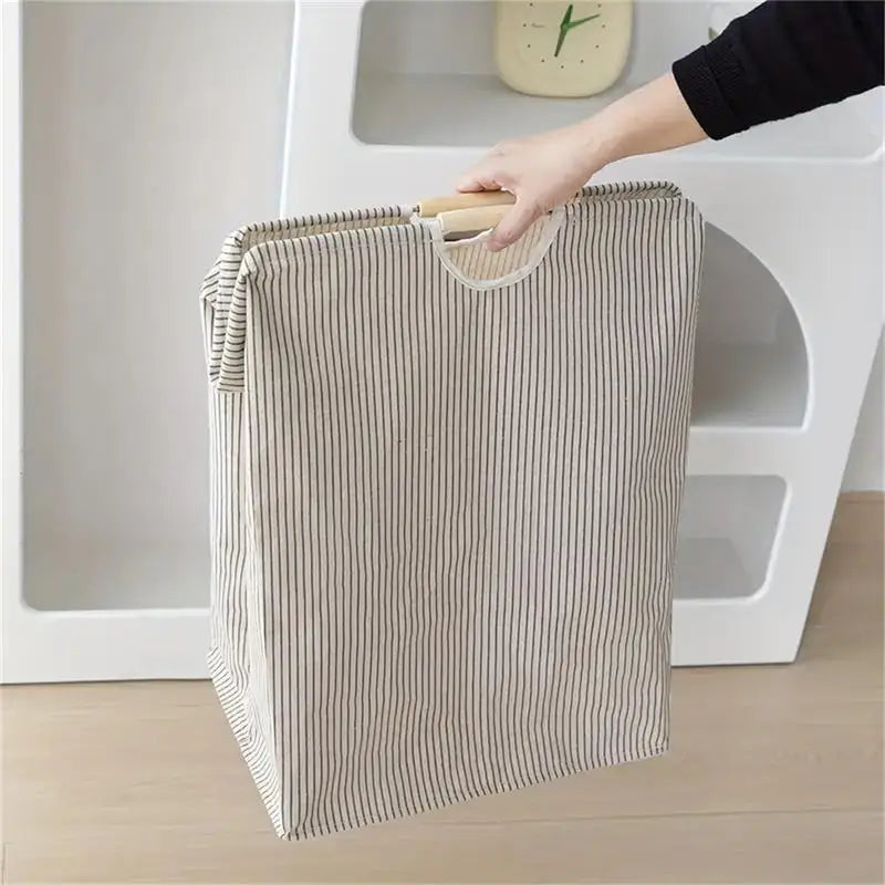 panier à linge imperméable en coton et lin pliable - vue 3 sur 9