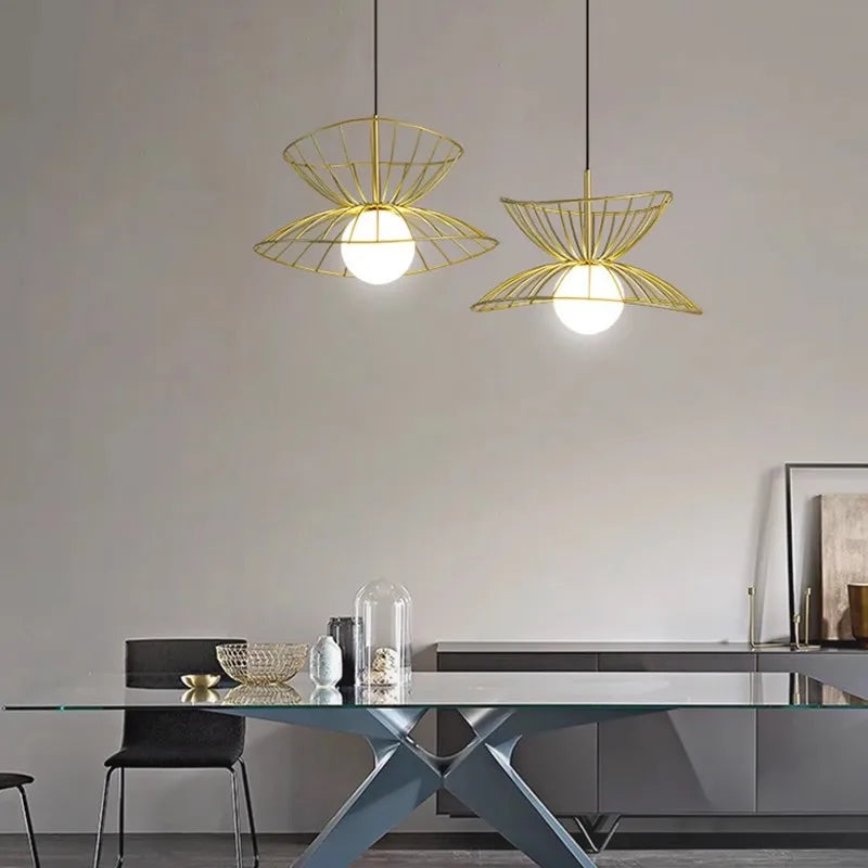 suspension plafonnier design en métal avec fil réglable led - vue 6 sur 8