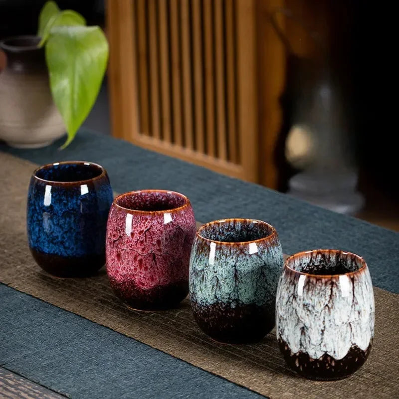 tasse à thé en céramique style tianmu artisanal