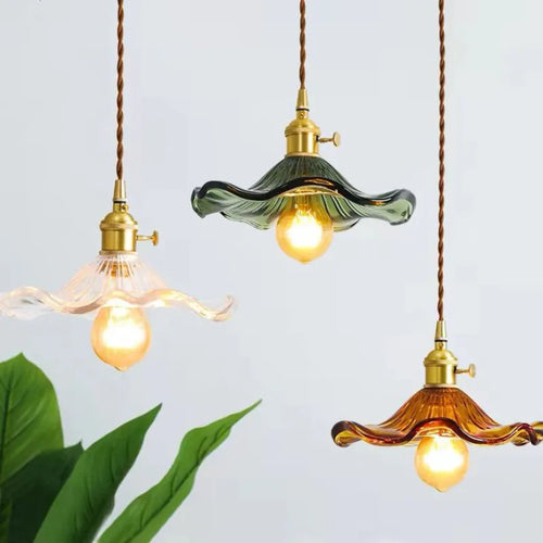 Suspension fleur en verre coloré moderne