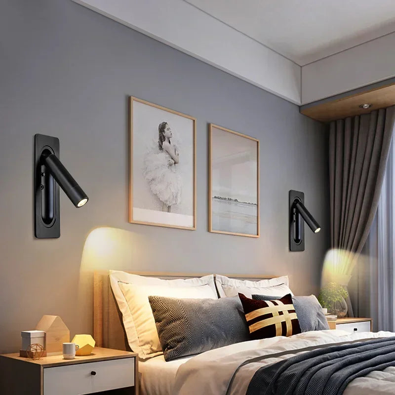 Applique murale LED lampe liseuse chambre rotatif mur rotatif lumières salon à côté de la lampe - vue 6 sur 10