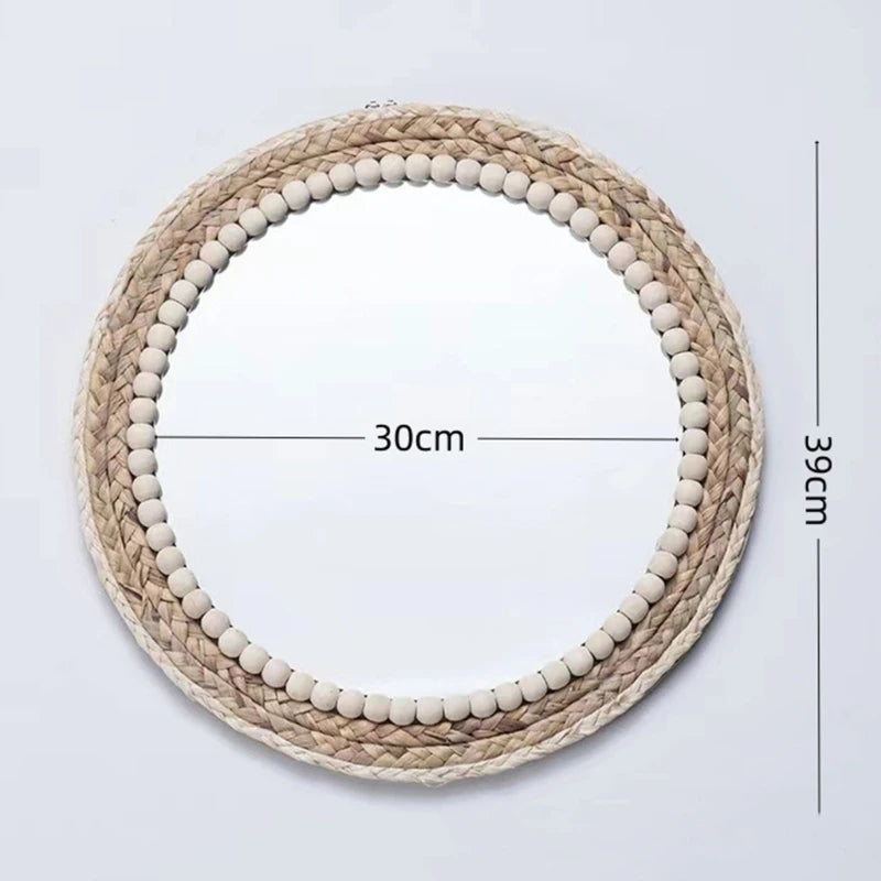 miroir mural rond en rotin pour décoration intérieure - vue 7 sur 6