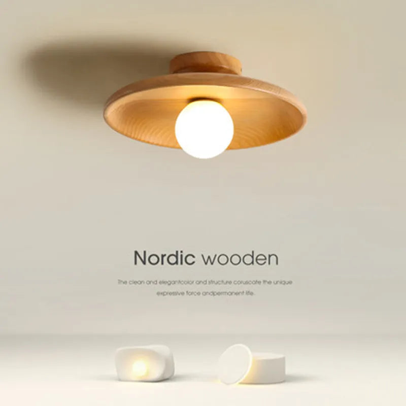 Lustre plafond led bois moderne - vue 4 sur 9