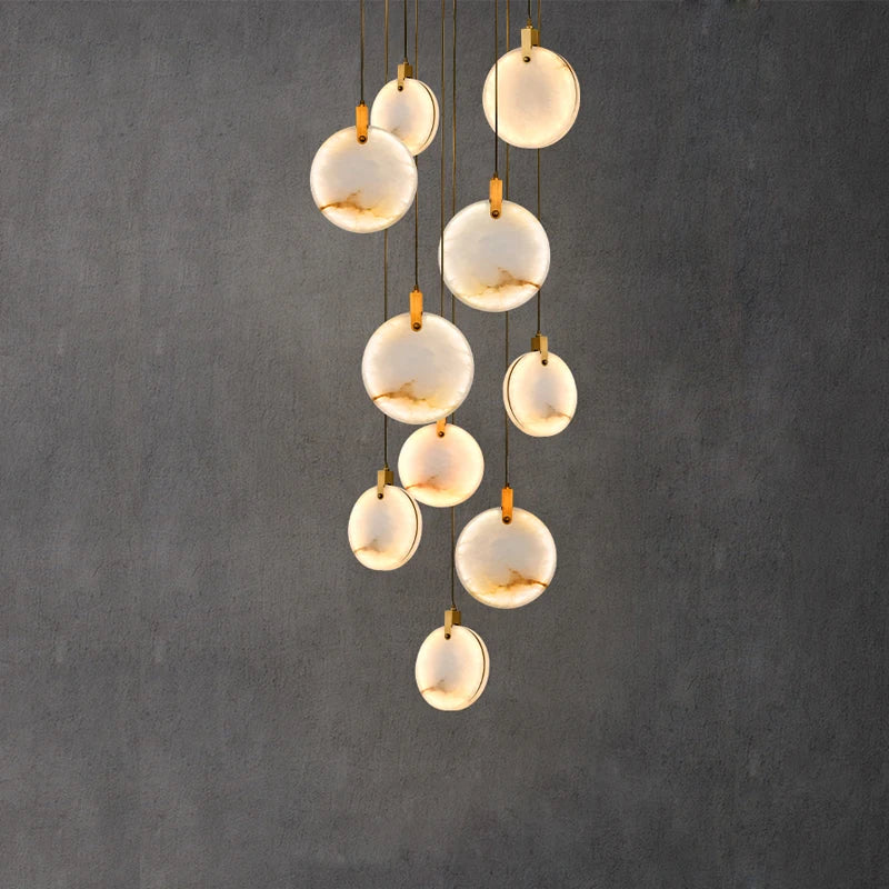 Lustre artistique LED en marbre doré à intensité réglable