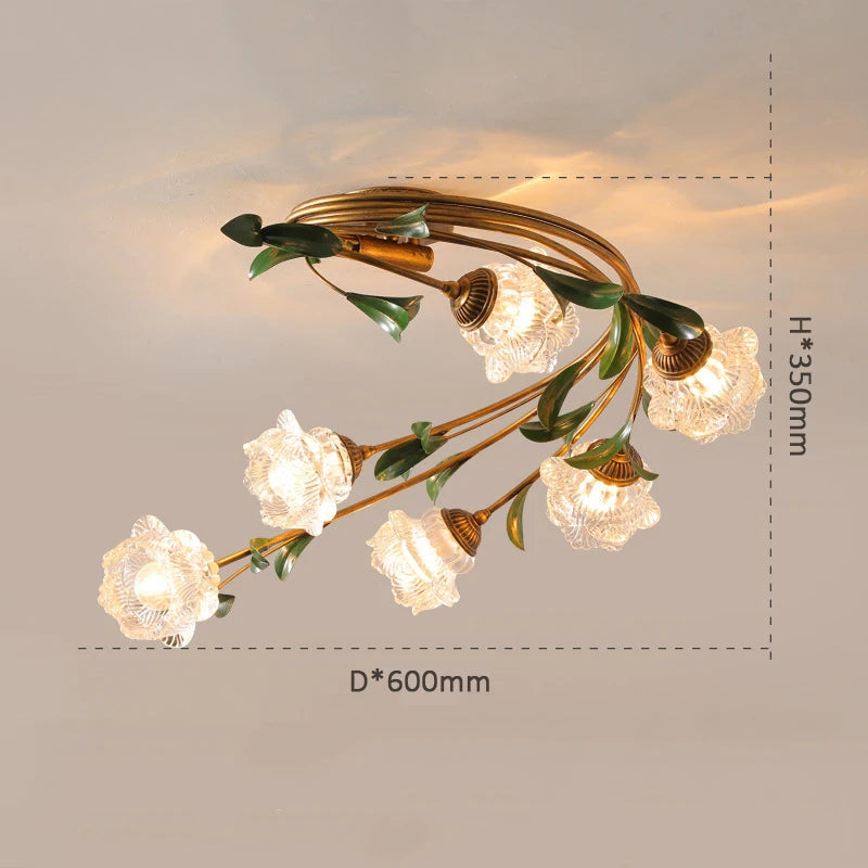 Plafonnier fleurs verre pastoral nordique led viridiplantae - vue 6 sur 8