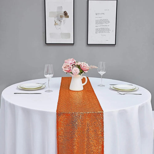 Chemin de table orange à paillettes décoration fête