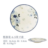 Assiettes ceramique emaillee motif floral style japon quotidien