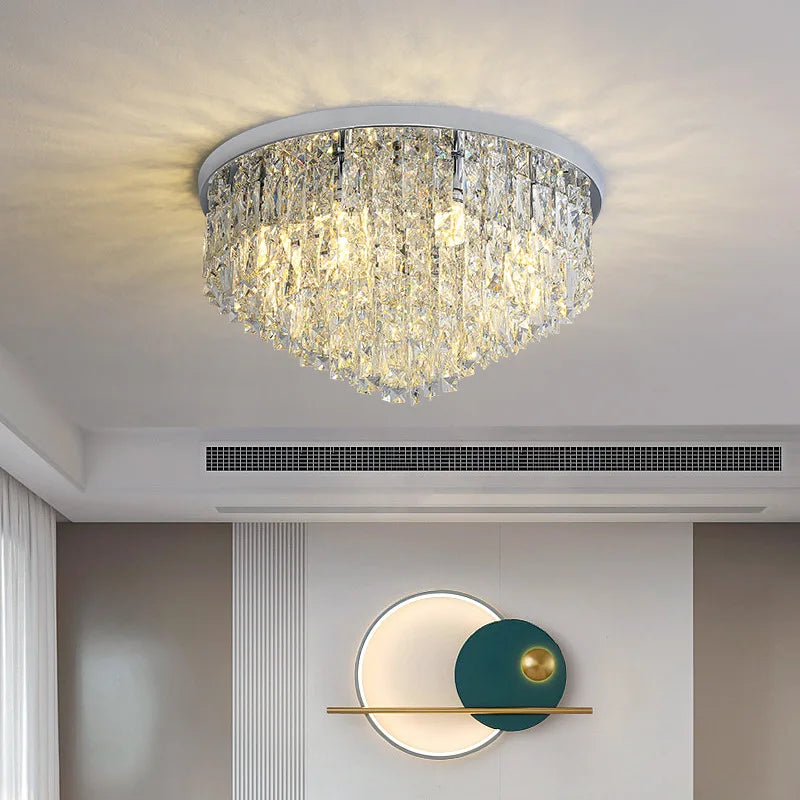 Plafonnier circulaire en cristal de luxe post-moderne - vue 2 sur 8