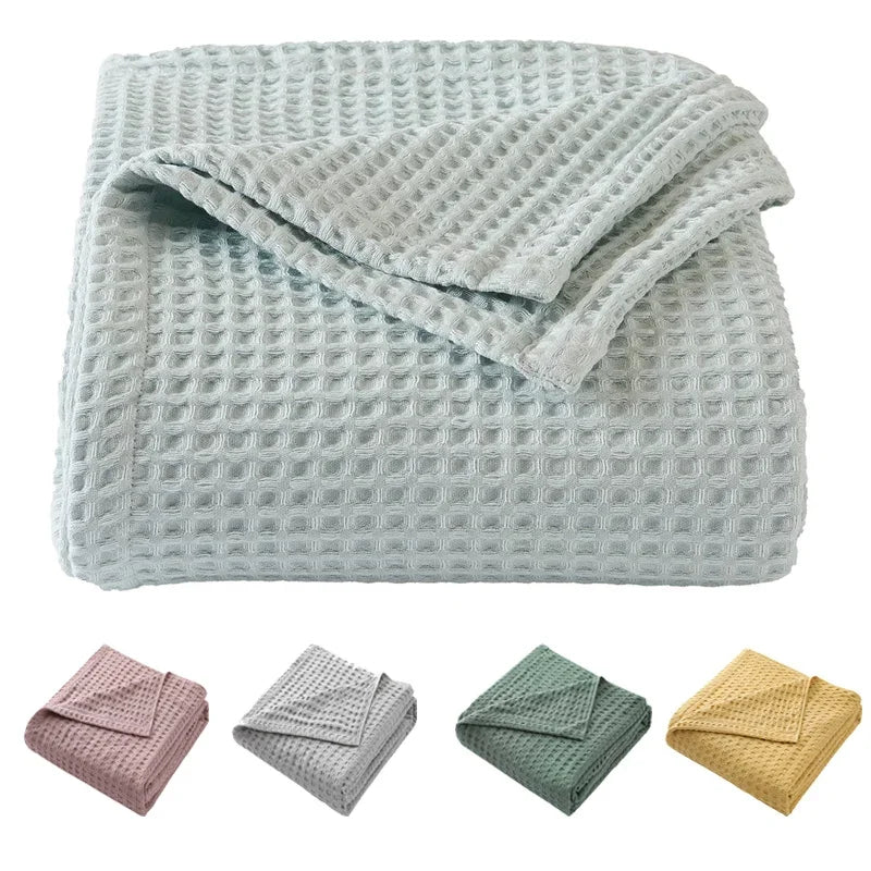 Plaid coton gaufré léger doux toutes saisons salon