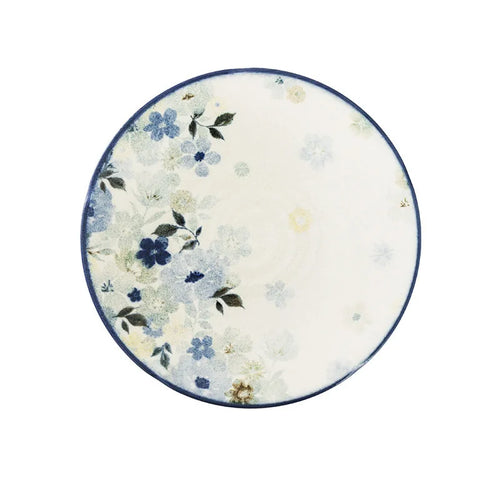 Assiettes ceramique emaillee motif floral style japon quotidien