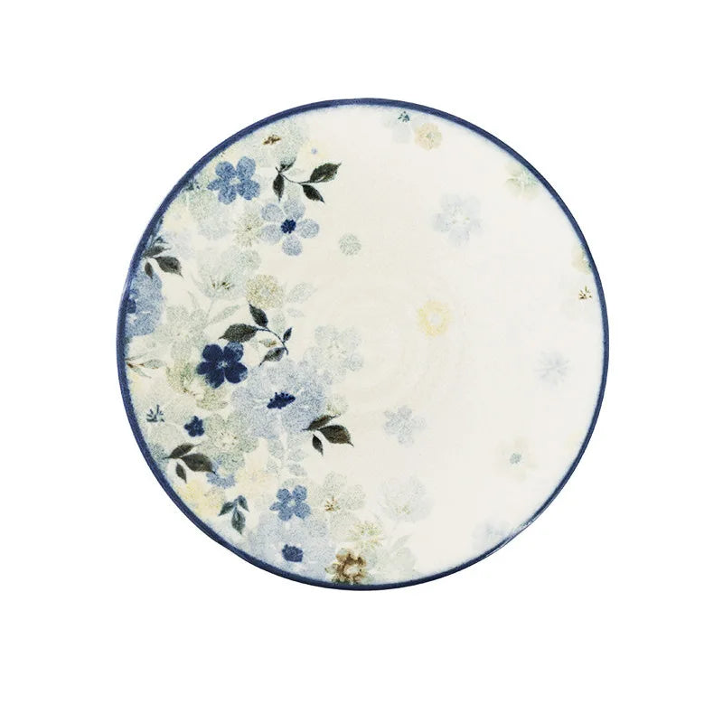 Assiettes ceramique emaillee motif floral style japon quotidien - vue 6 sur 6