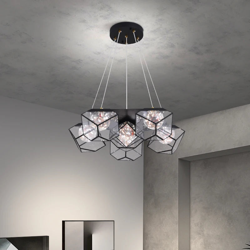 lampe de salon nordique rubik's cube étoilé luxueuse moderne