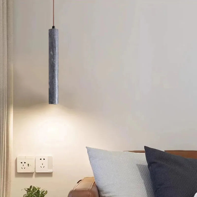 lampe suspendue moderne en pierre naturelle et bois pour bar