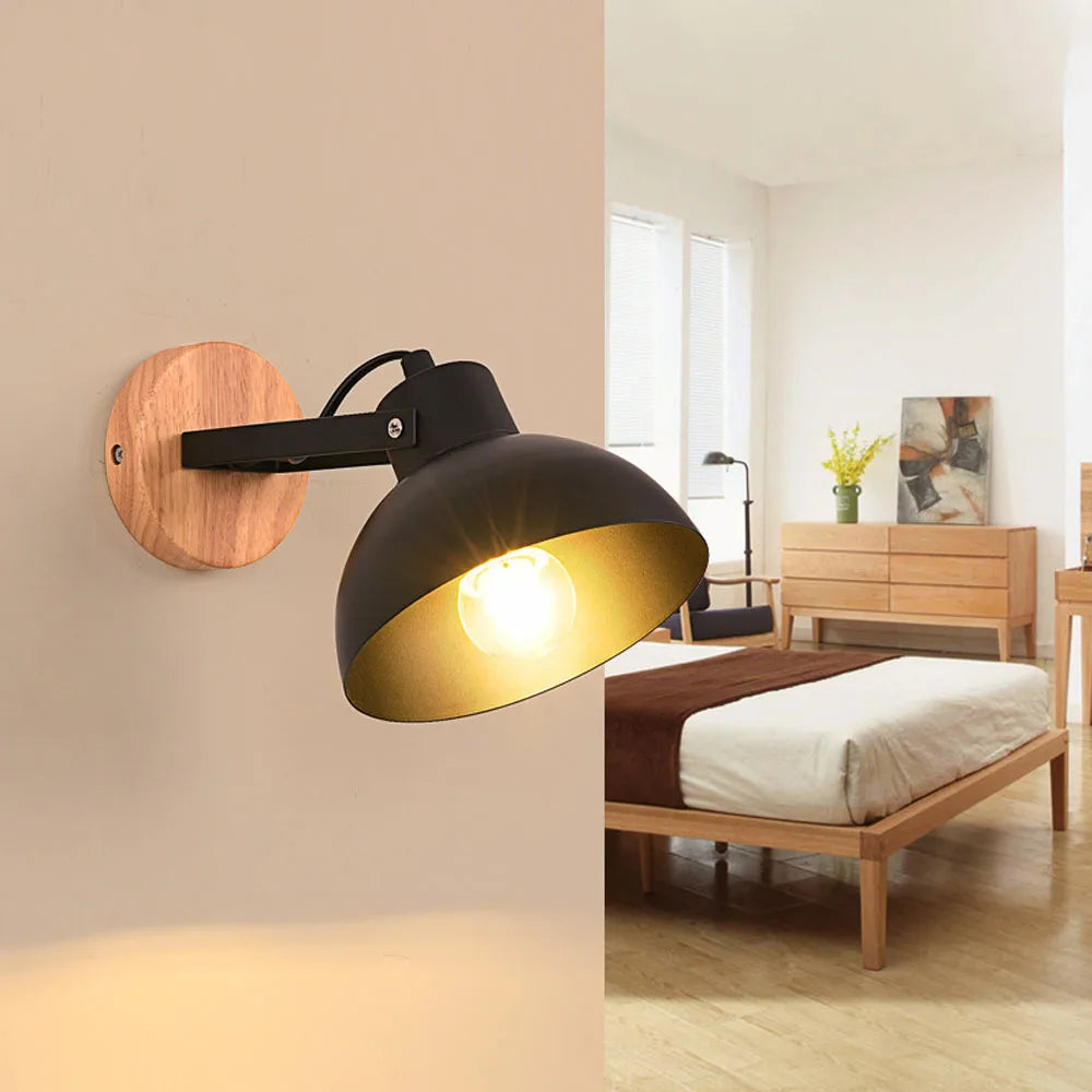 applique murale industrielle moderne en bois led décorative - vue 3 sur 6