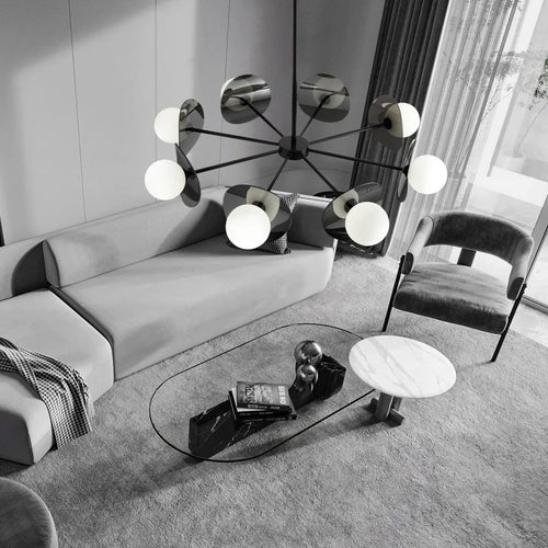 lustre de luxe en cuivre avec lumière led minimaliste italienne
