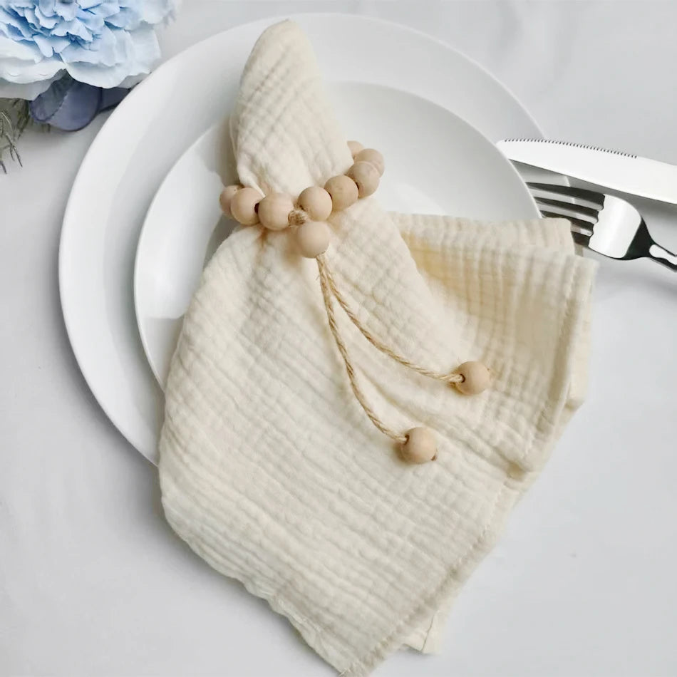 Serviette de table coton lot 10 style korean - vue 3 sur 4