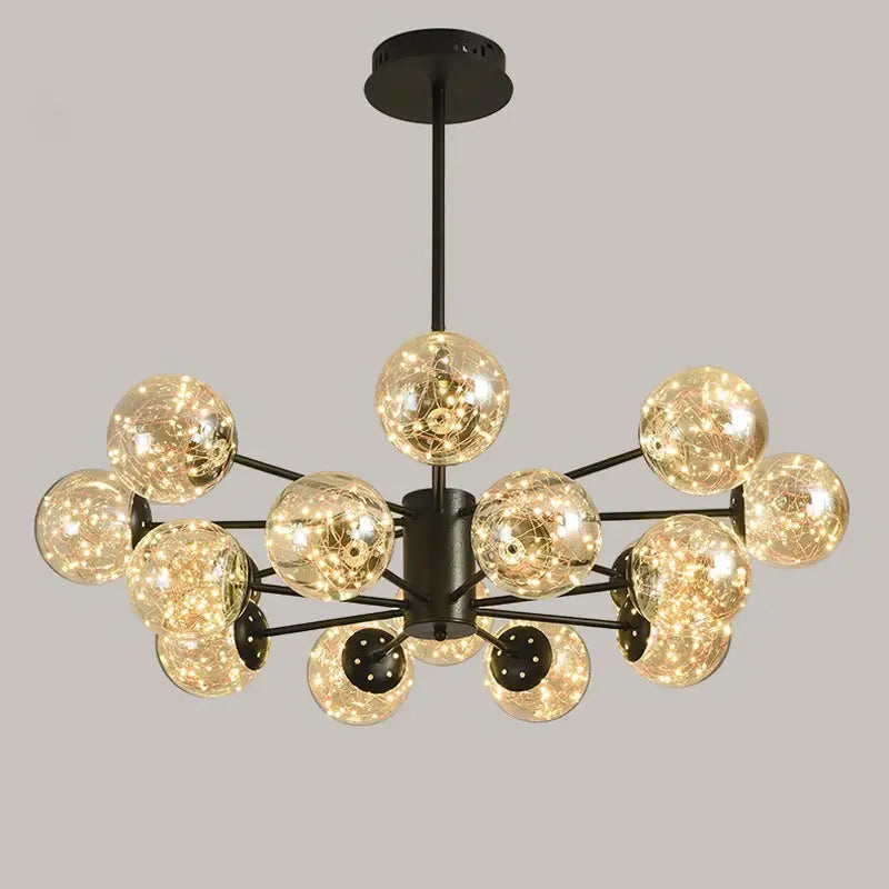 lustre moderne en forme d'étoile avec abat-jour en verre décoratif - vue 4 sur 24
