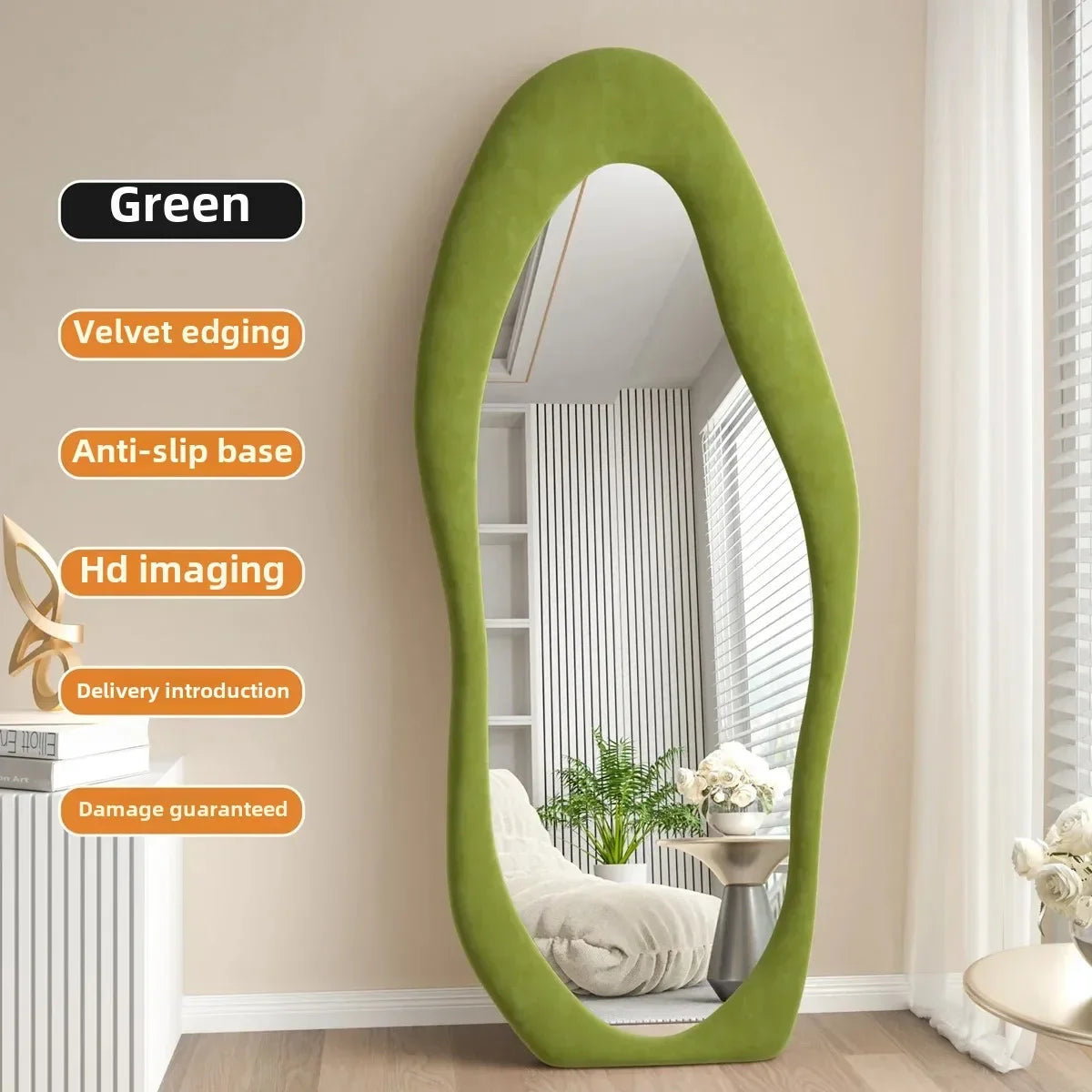miroir intégral ondulé design nordique pour décoration intérieure - vue 10 sur 13