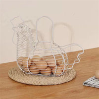 panier de rangement en fer forgé en forme de poulet