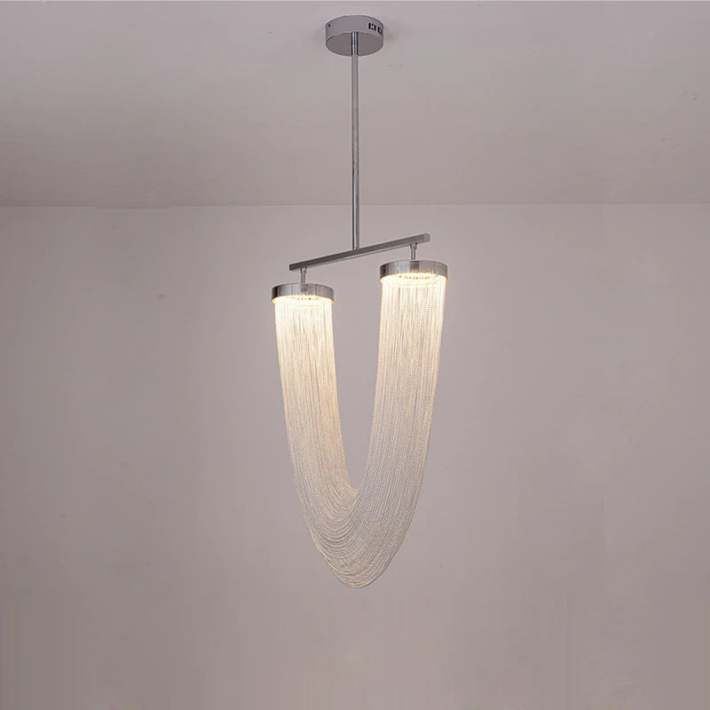 Lustre artistique à led en aluminium chromé avec intensité variable