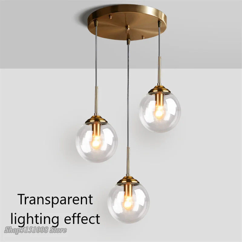 suspension modernes nordiques en verre led pour maison