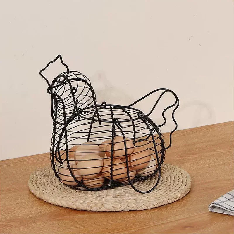 panier de rangement en fer forgé en forme de poulet - vue 5 sur 5