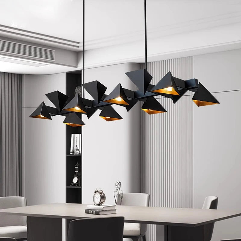 Lustre design moderne en métal noir décoratif intérieur - vue 3 sur 9