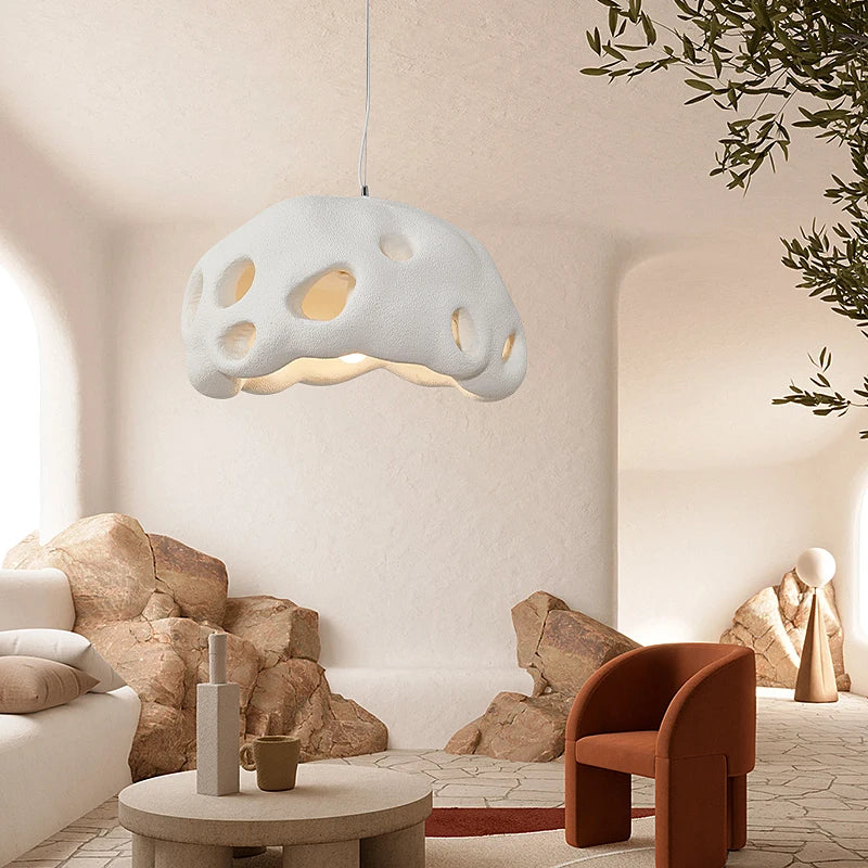 lustre design wabi sabi led suspension nordique irrégulière - vue 6 sur 20