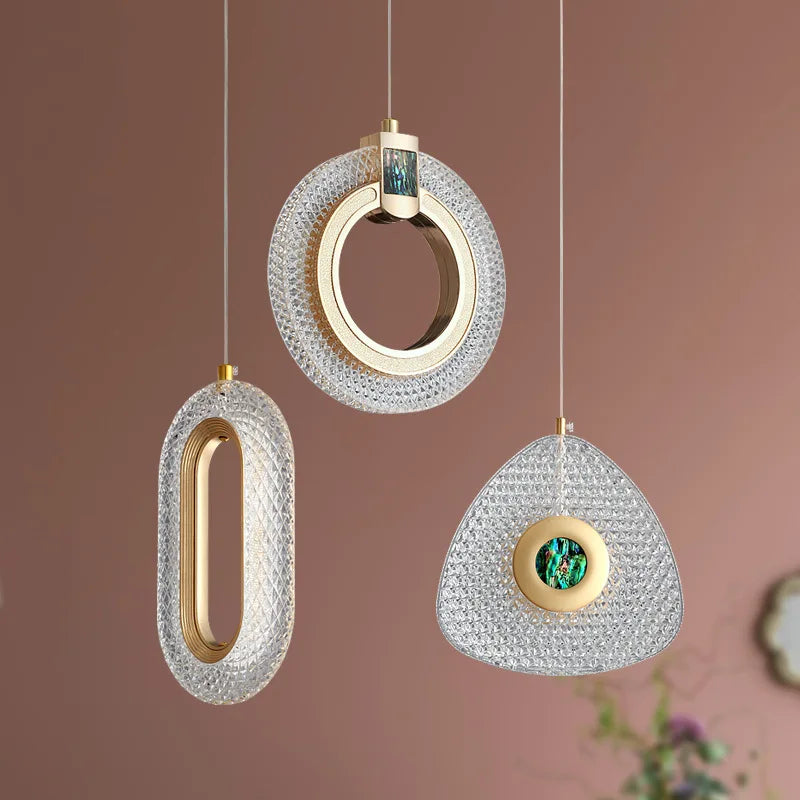 Moderne Nordique LED 1/2 Tête Lustre En Cristal Géométrie Dorée Émeraude Suspension Lumière Décor À La Maison Salon Chambre Éclairage