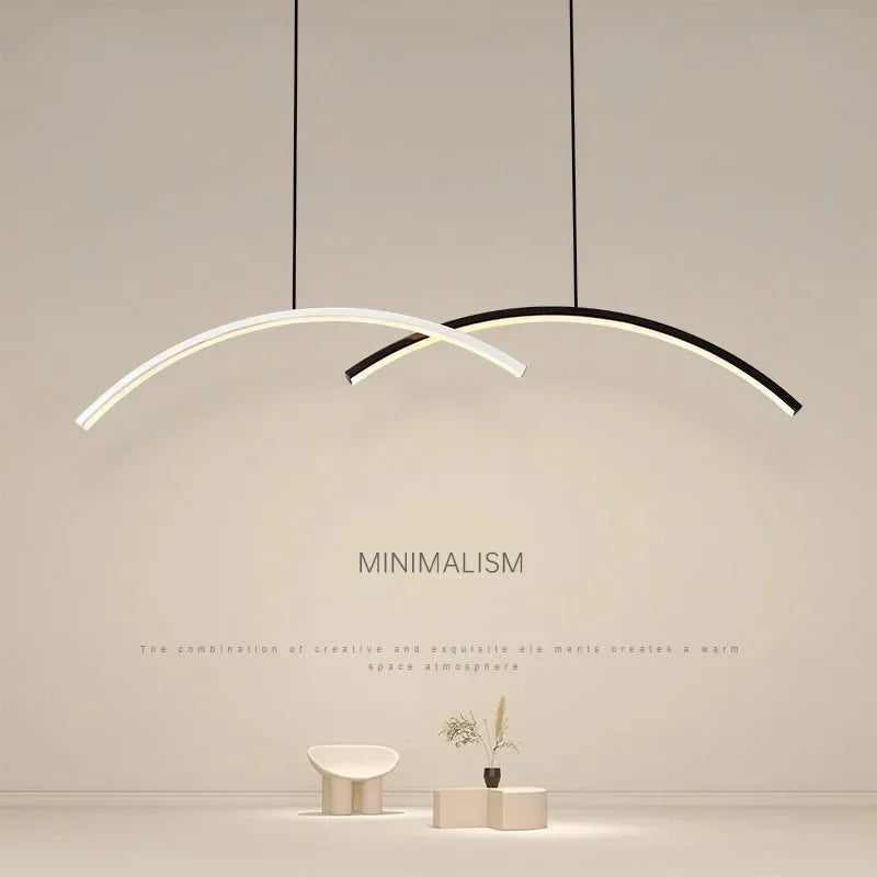 lustre moderne à leds avec télécommande et ligne simple - vue 4 sur 8
